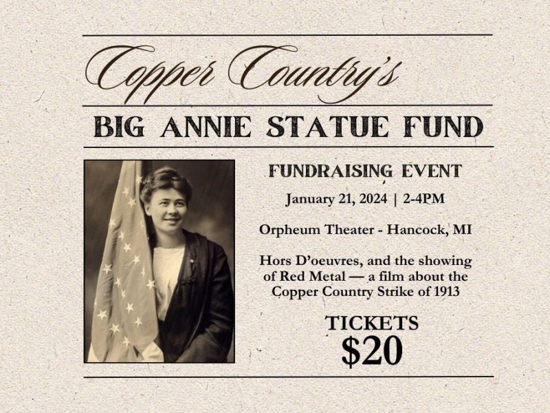 A fundraiser for the "Big Annie" statue earlier this year at the Orpheum Theater in Hancock.
