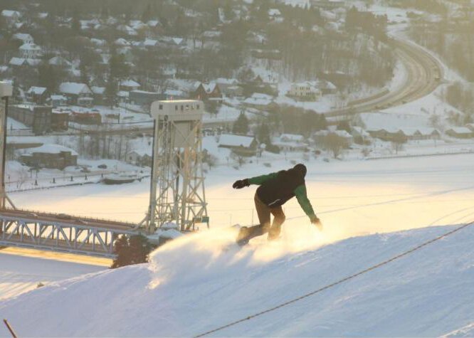 A rider at Mont Ripley at Michigan Technological University.