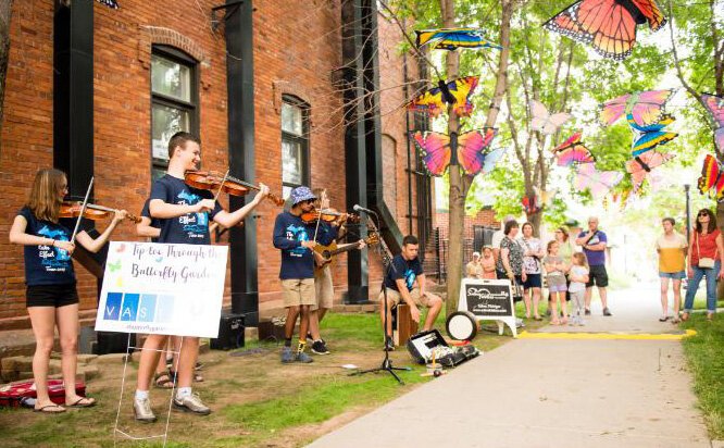 Rosewood Walkway installation and the Saline Fiddlers Philharmonic during Art Week.