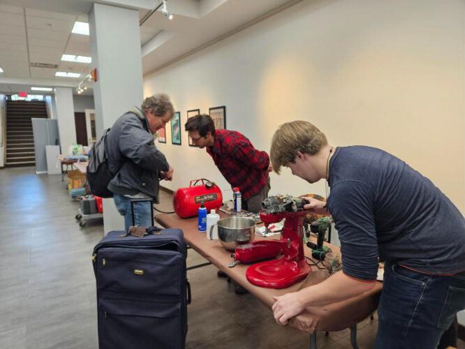 Marquette's public library hosts a Repair Cafe monthly to help residents mend household items.