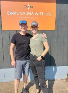 Jason and Lynn Makela outside their sauna opening soon in Hancock.