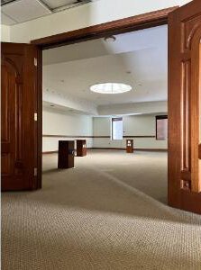 Inside the bank building.