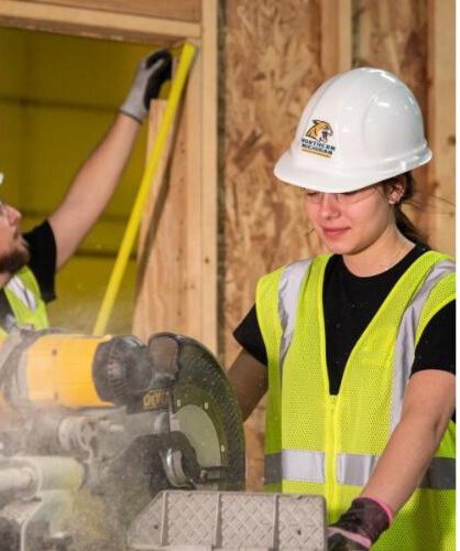 A construction technology student at Northern Michigan University.