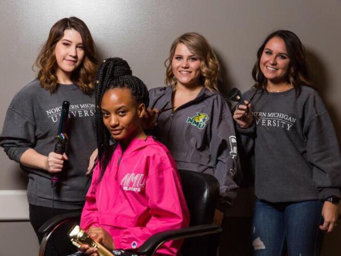 Cosmetology students at Northern Michigan University in Marquette.