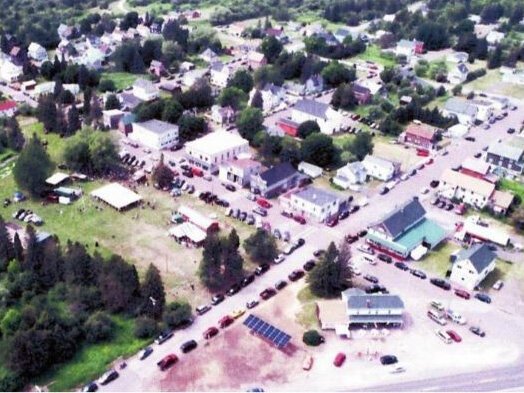 An aerial view of Ahmeek and the village park.