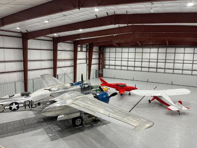 The new hangar with museum planes on display.