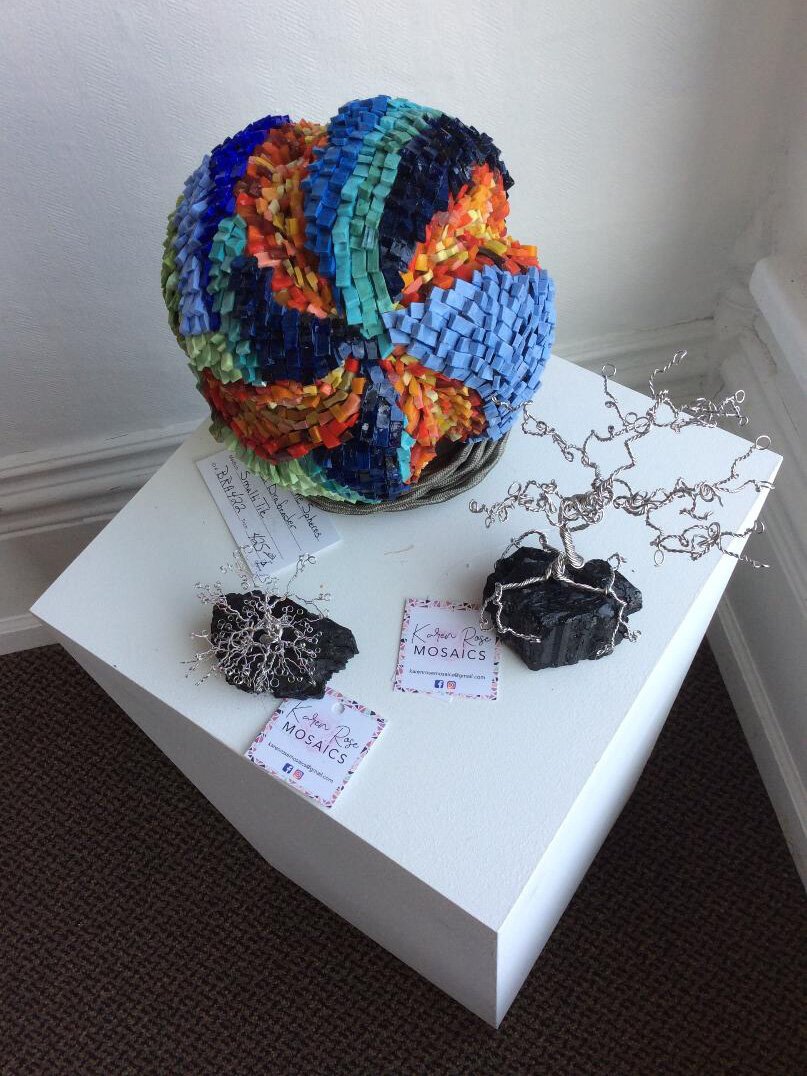 Mosaics on display at First Street Art Gallery.