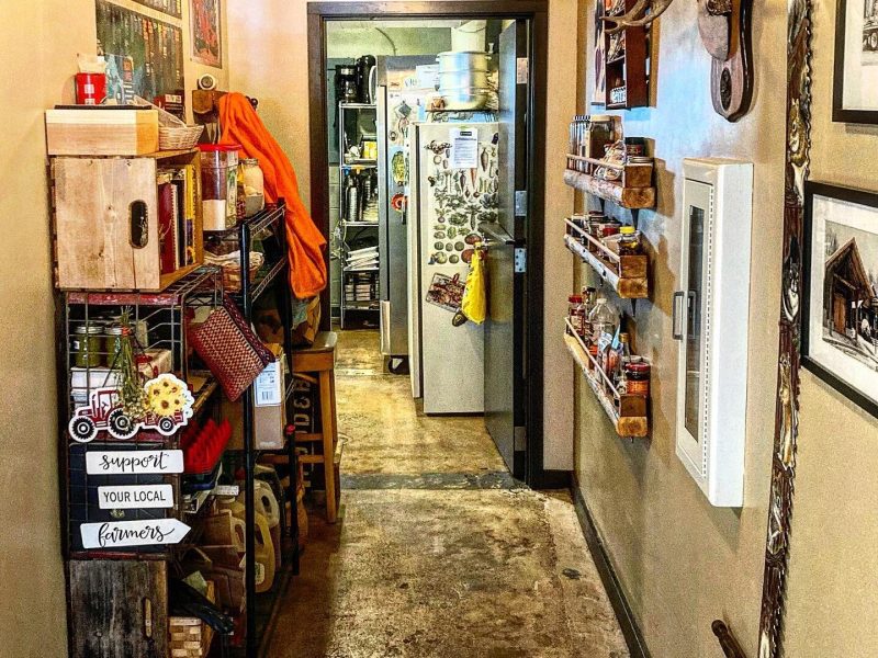 Because the kitchen is so small, the owners had to get creative and make the best use of the hallway.