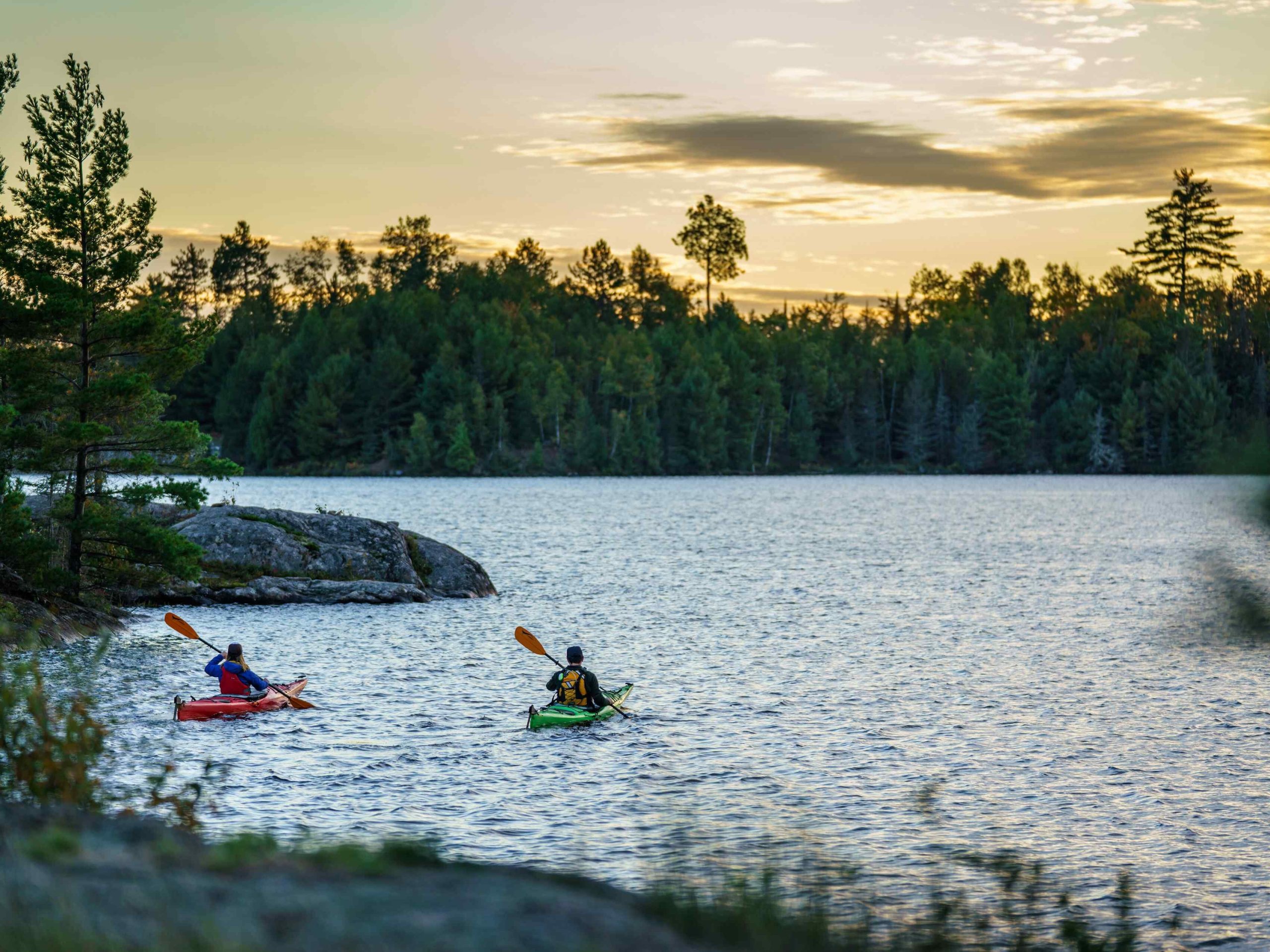 Kayaks paddling in the Marquette area.