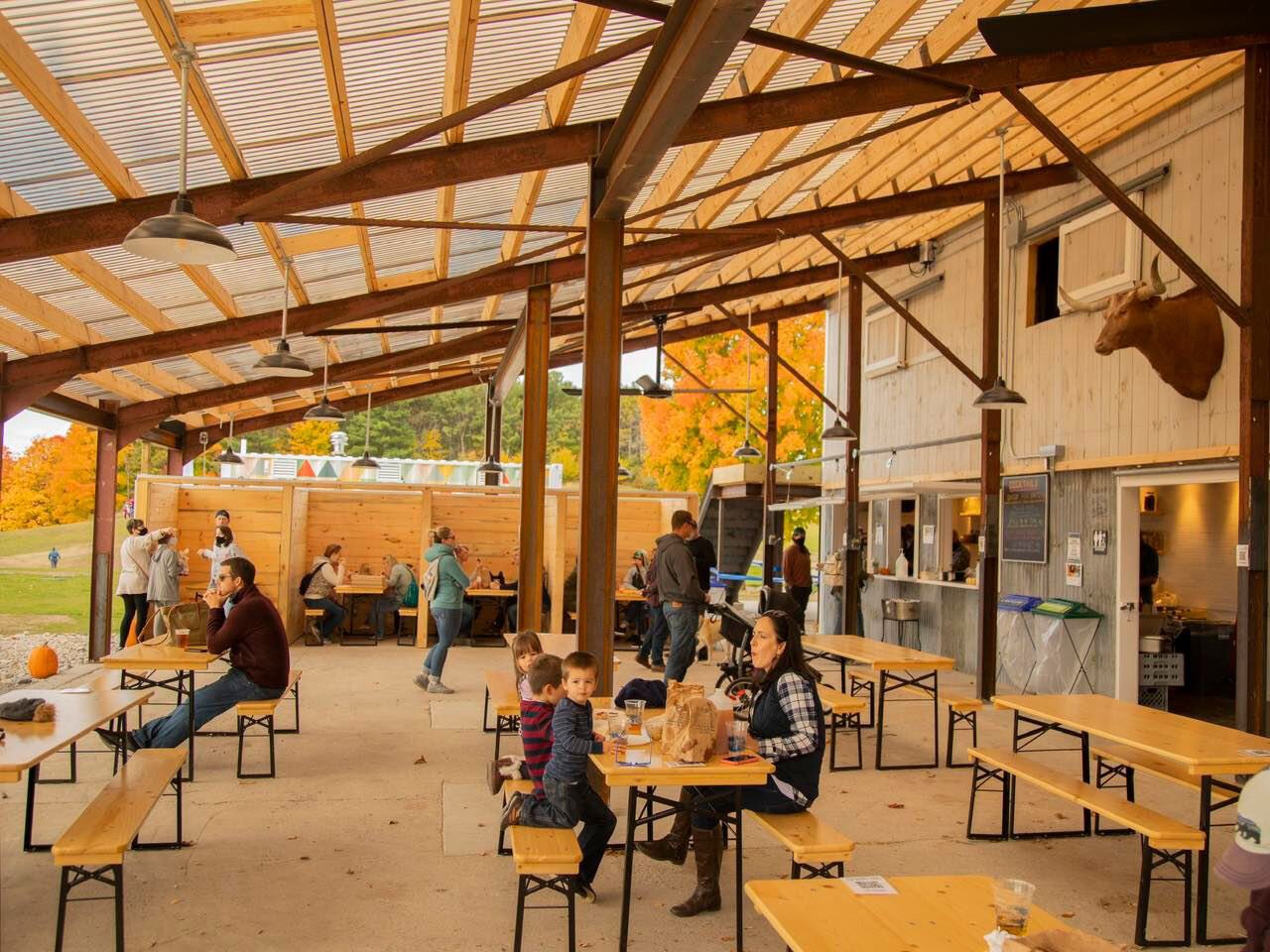 The interior of the restaurant, part of the renovated barn at Jacob's Farm.