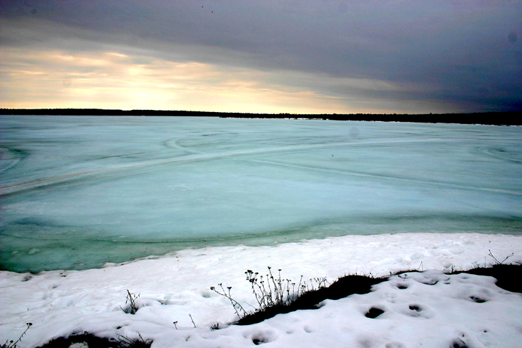 A view of a very chilly Torch Lake.