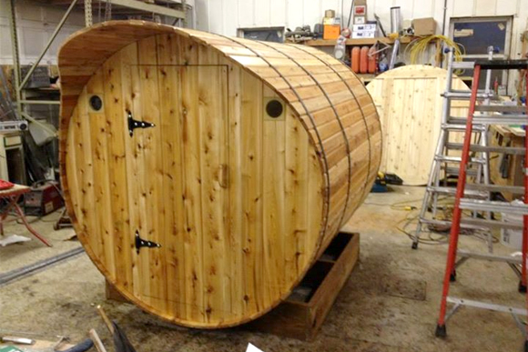 A sauna under construction in Engadine.