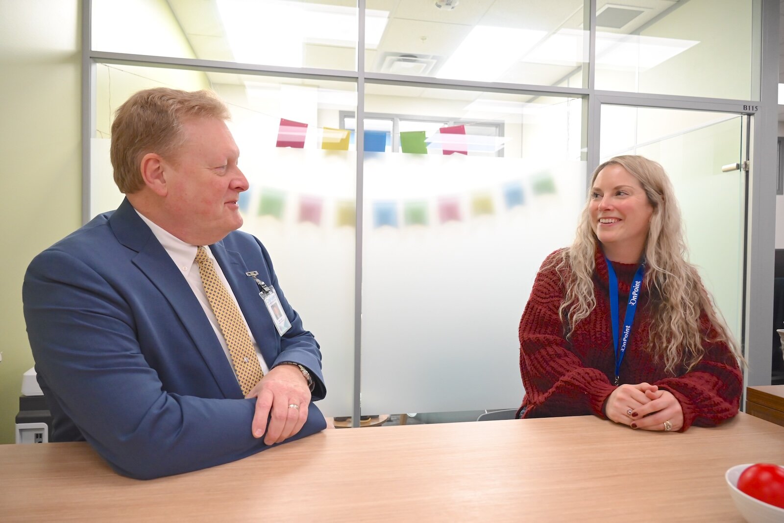 Mark Witte and Caitlin Clemens, OnPoint outpatient therapist.