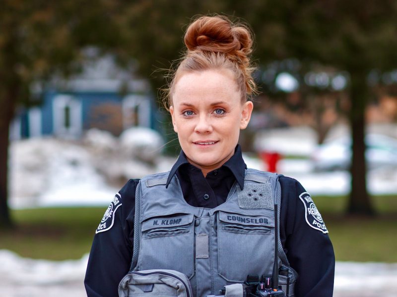 Social worker Nicole Klomp serves as a reserve member of the Newaygo Police Department.