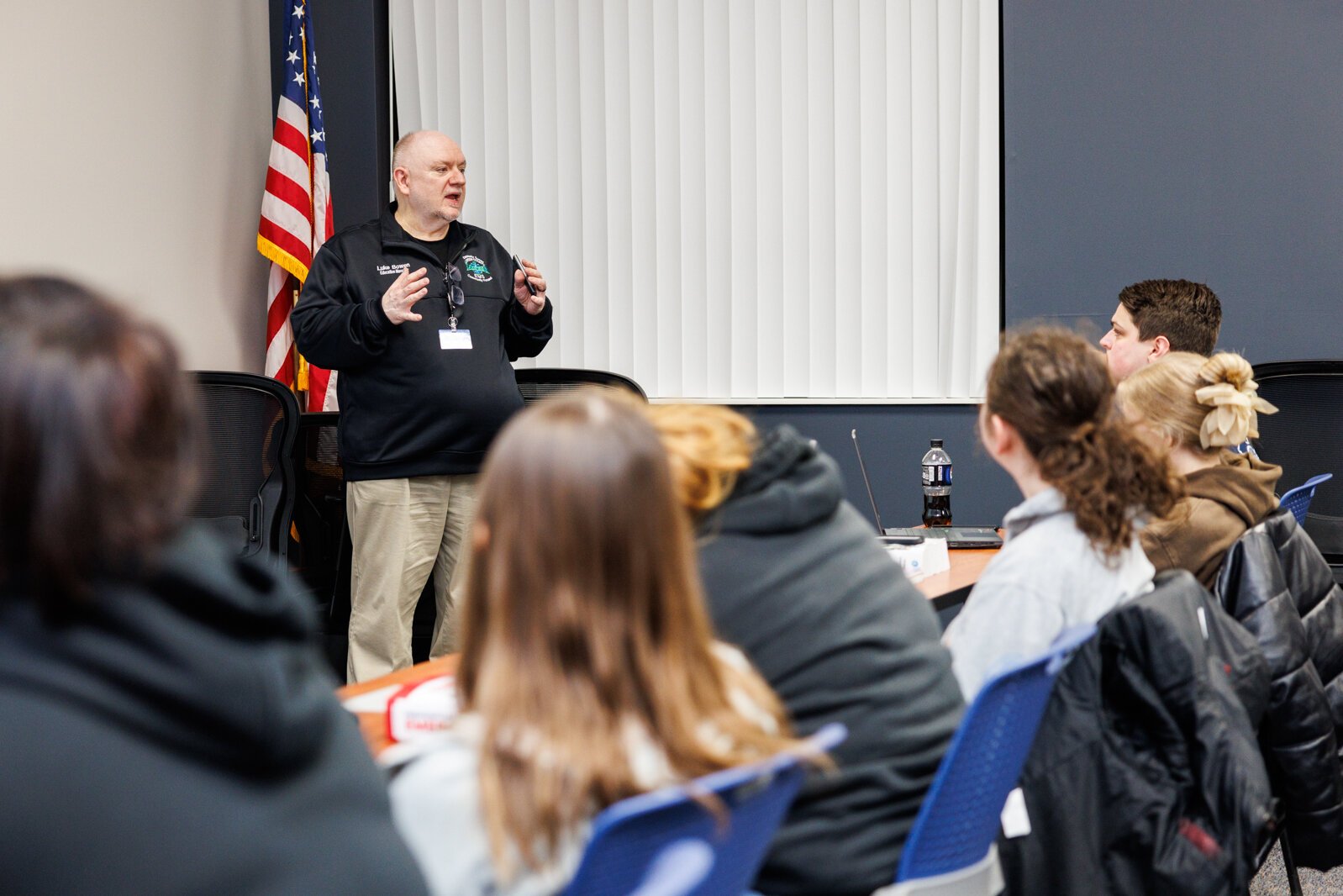 Lapeer County EMS Education Program Manager Luke Bowen leads a session of the new EMT training program.
