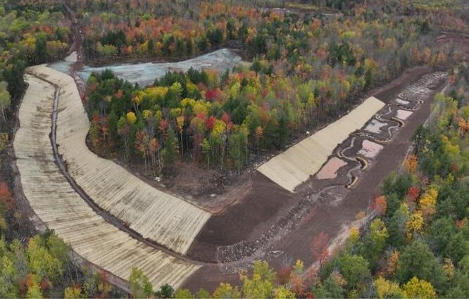 A stream diversion project at the Copperwood site.