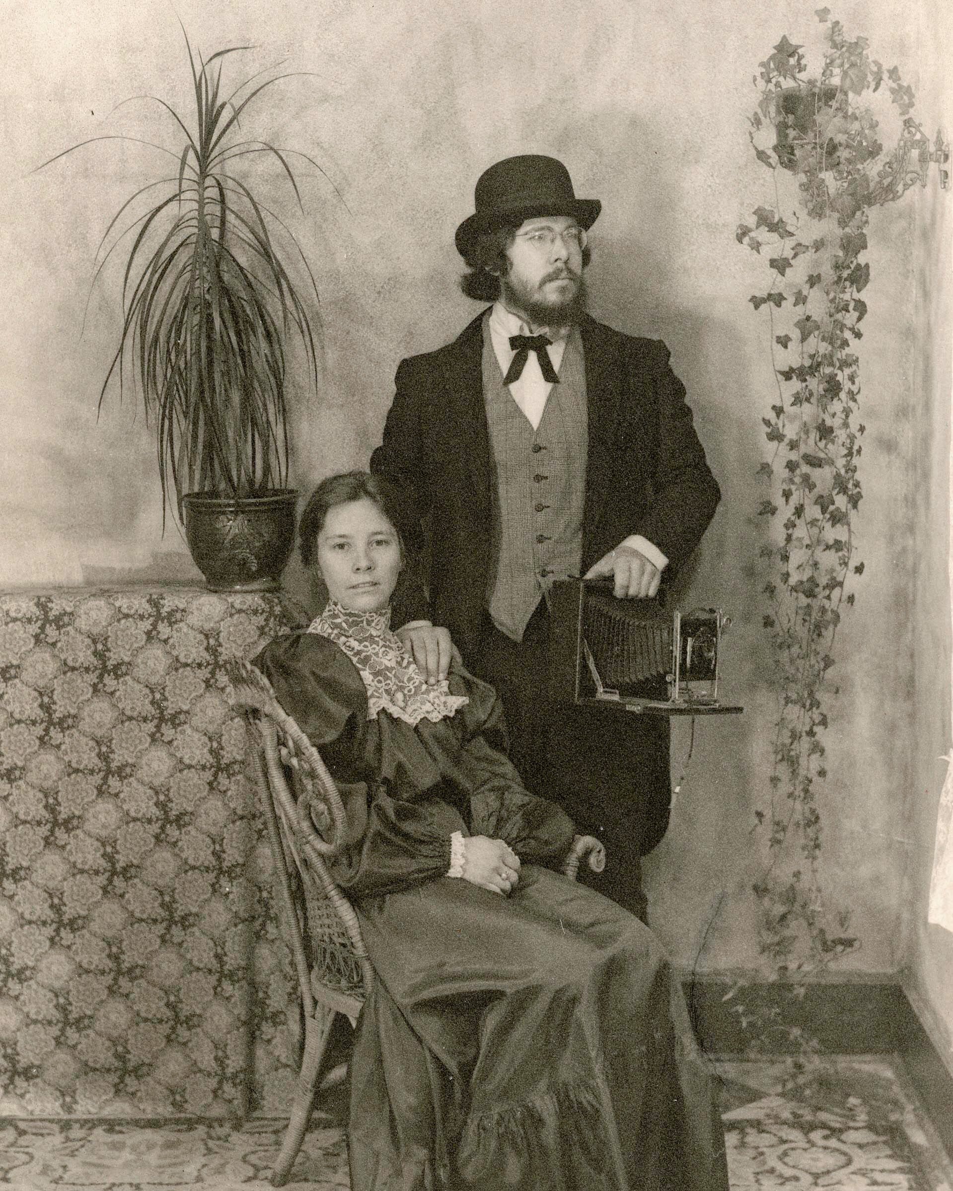 Jack and his wife Cindy pose in vintage clothing.