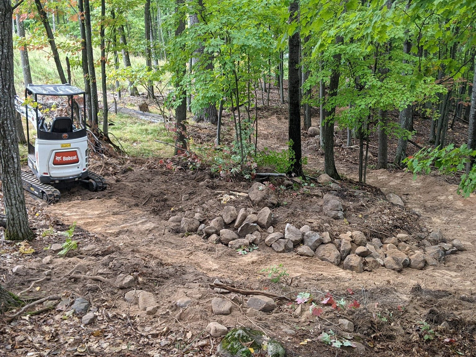 A trail under construction in the Dickinson network.