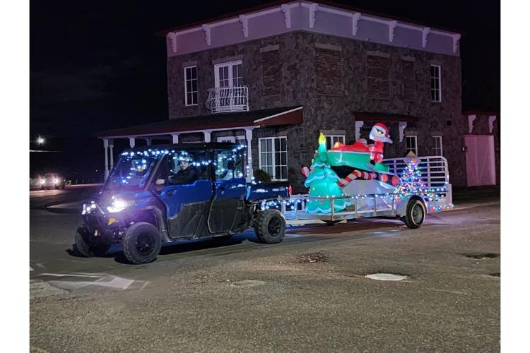 Many floats in the Starry Starry Night parade were sponsored by local businesses in the small Grand Marais community.