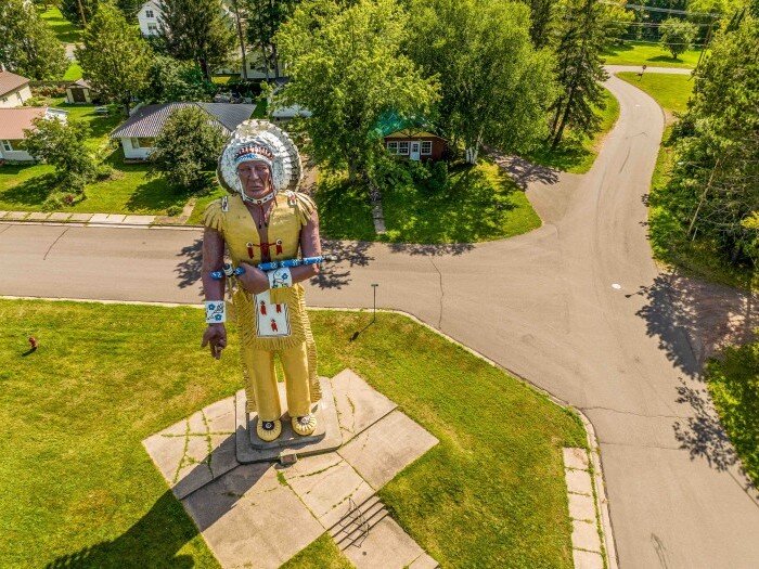 The famous "World's Tallest Indian" stands in Hiawatha Park in Ironwood, where a new effort to expand playground and placemaking efforts is taking place.