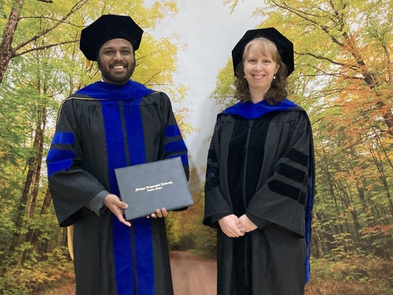 Chathura de Alwis (left) and Kathryn Perrine were honored with the 2023 Bhakta Rath Award, named after the Head of the Material Science and Component Technology of the U.S. Naval Research Laboratory.