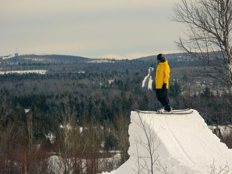 A skier overlooks the Upper Peninsula horizon in "Lake Effect."