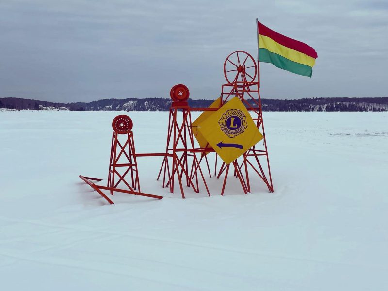 Shaped like a head-frame structure used in a number of historical mines in the area, this statue sets up a big fundraiser on Negaunee’s Teal Lake. 