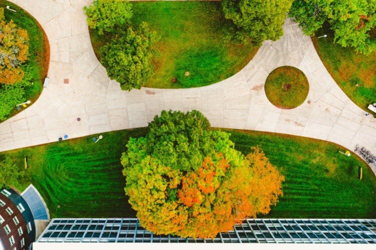 An aerial view of the Michigan Tech campus